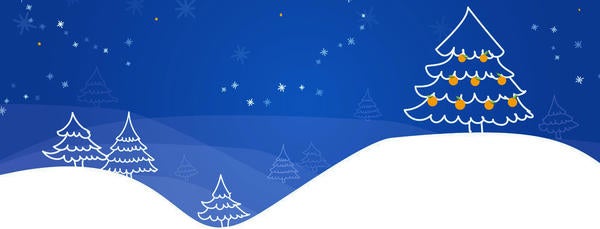 Happy Holidays 2019 snowy trees blue sky / pixabay.com