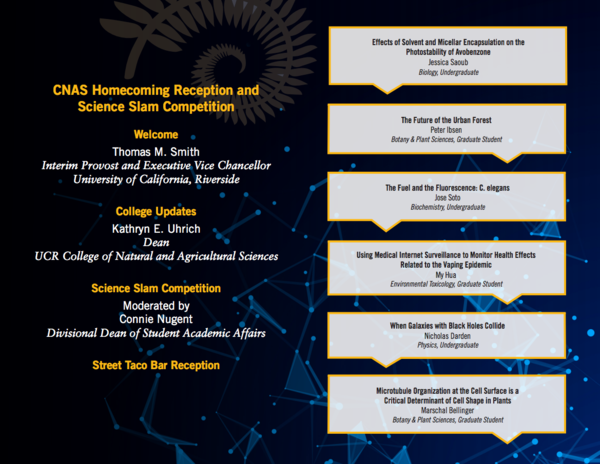 CNAS Homecoming Reception and Science Slam 2019 program