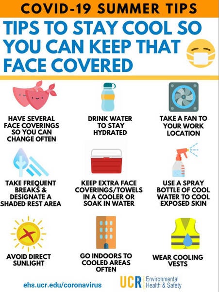 Stay Cool Summer Tips from UCR EHS infographic
