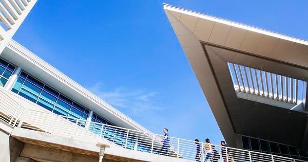 UC Riverside HUB with students walking