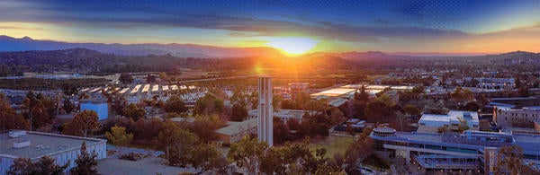 Aerial view of campus and sunset (c) UCR/Stan Lim