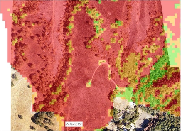 Image: Yinan He (burn severity map), Becca Fenwick (drone image)