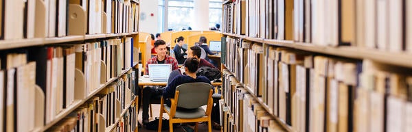 students in the library